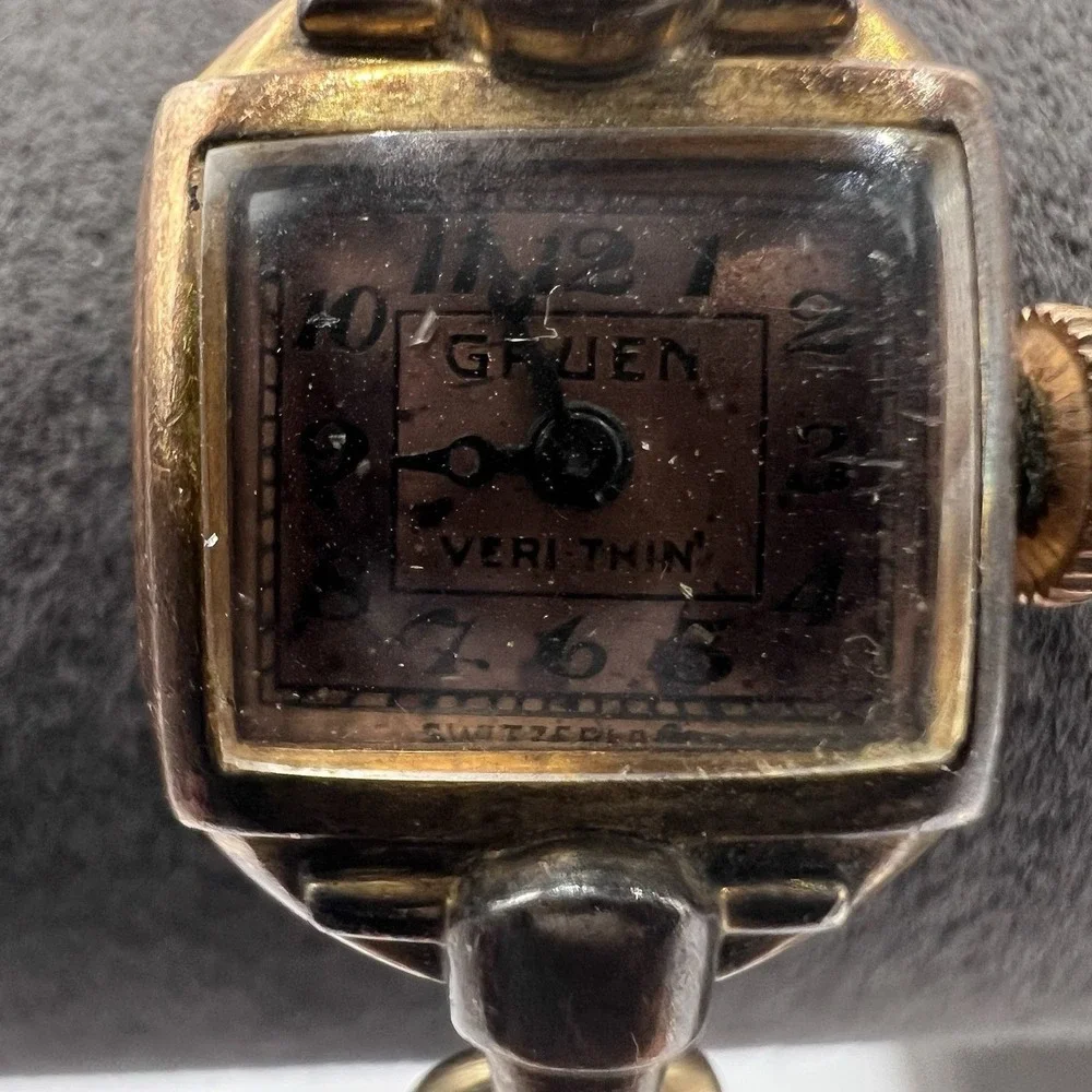 Vintage Gruen Veri-Thin Wind Up Watch Rose Gold Tone Untested Classic Beauty